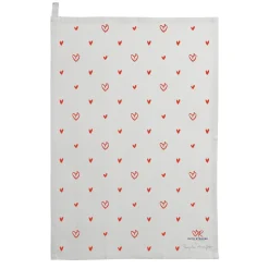 Red Hearts Tea Towel