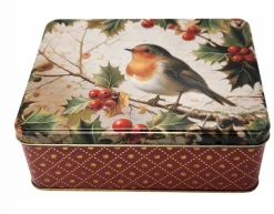 Robin Nostalgia Christmas Deep Rectangular Tin