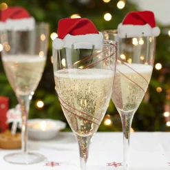 Santa Hat Christmas Glass Decorations