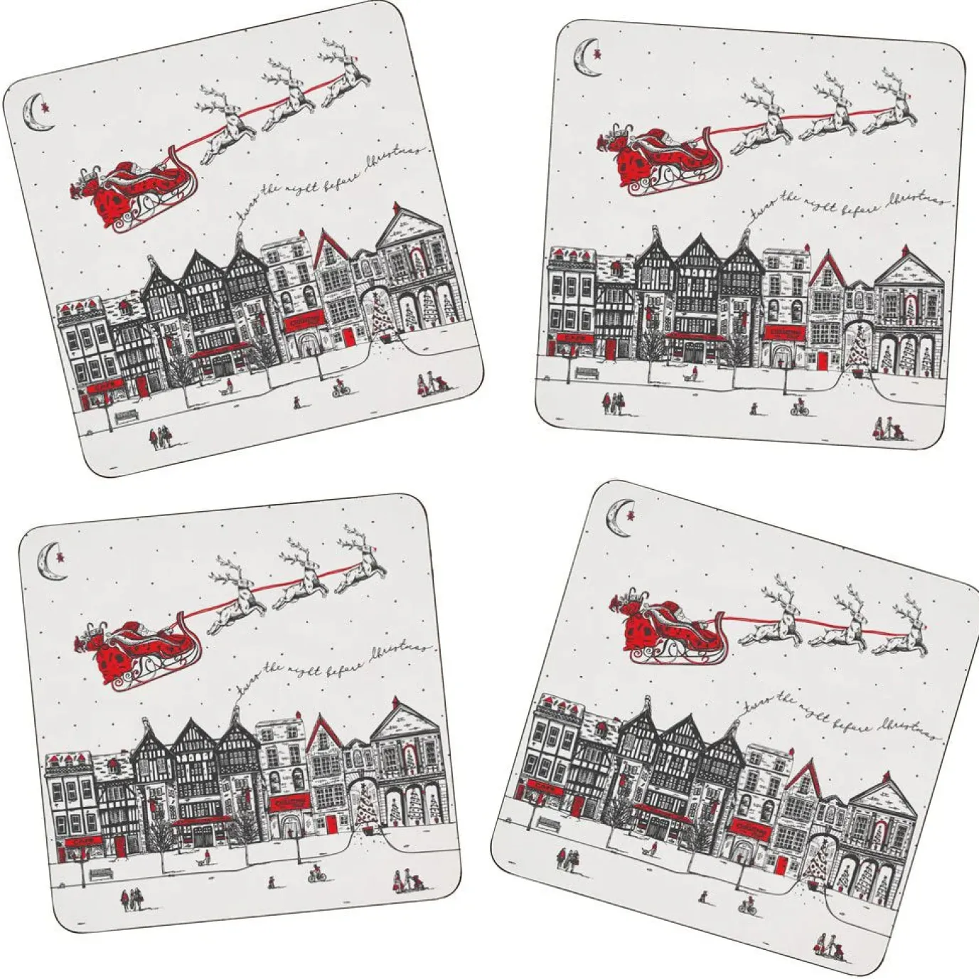 Santa's Sleigh Set of 4 Coasters