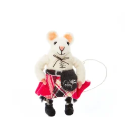 Scottish Felt Mouse in Red Kilt