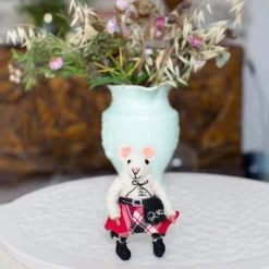 Scottish Felt Mouse in Red Kilt