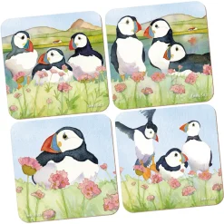 Sea Thrift Puffins Coasters- Set of 4