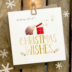 Sending Lots of Christmas Wishes Hedgehog Card