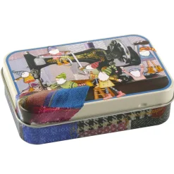 Sewing Gnomes Hinged Small Rectangular Tin
