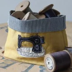 Sewing Machine Embroidered Mini Storage Pot