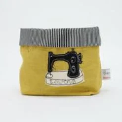 Sewing Machine Embroidered Mini Storage Pot
