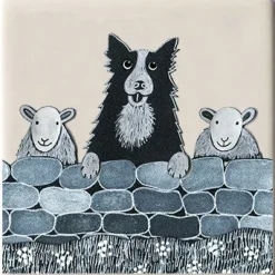 Sheep Dog Coaster by Moorland Pottery