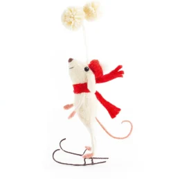 Skater Mouse Felt Christmas Decoration