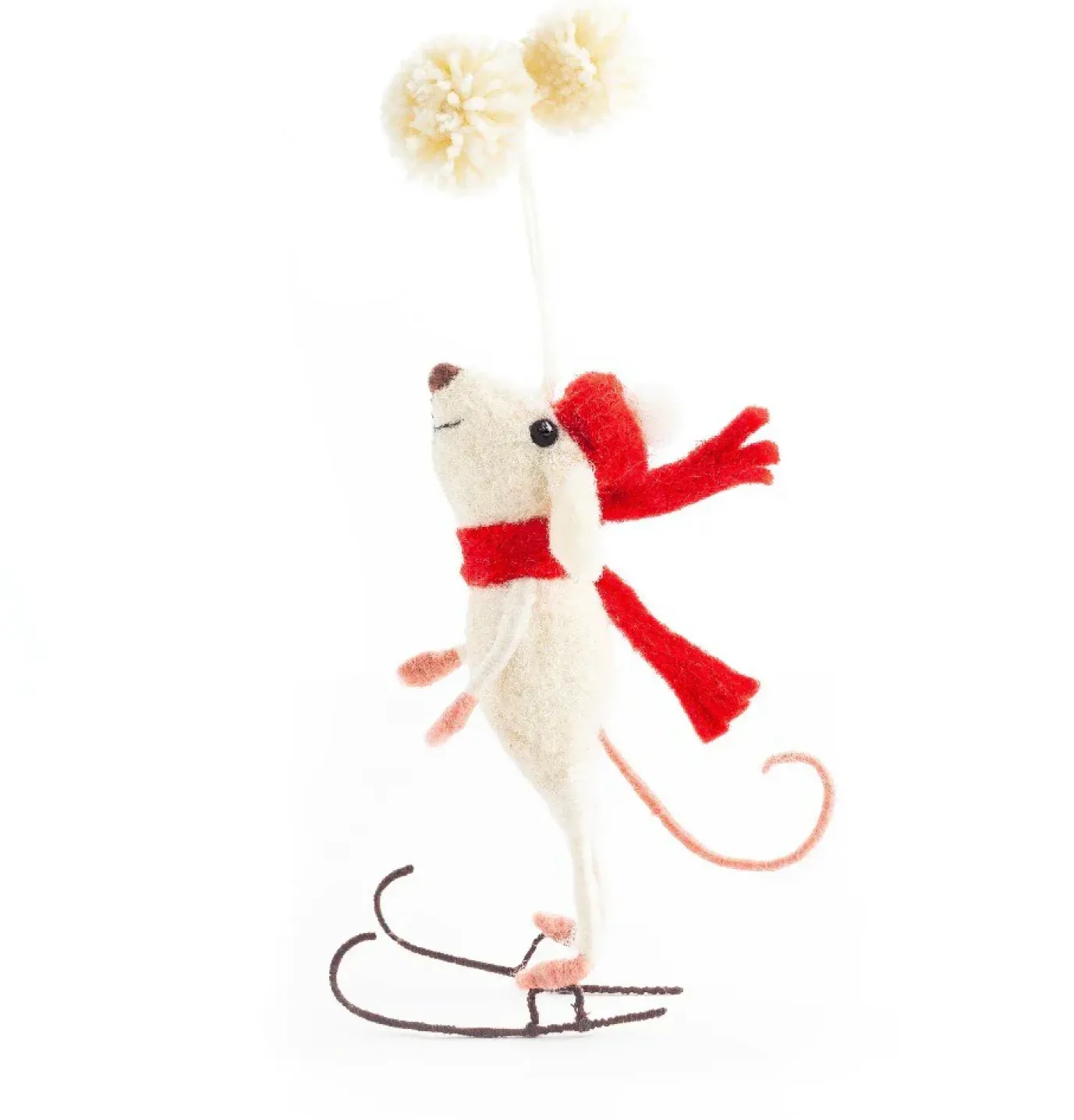 Skater Mouse Felt Christmas Decoration