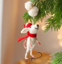 Skater Mouse Felt Christmas Decoration