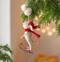 Skater Mouse Felt Christmas Decoration