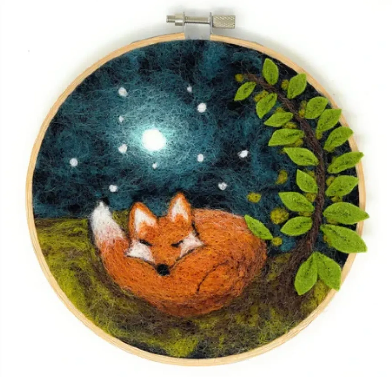 Sleepy Fox in a Hoop Needle Felting Kit