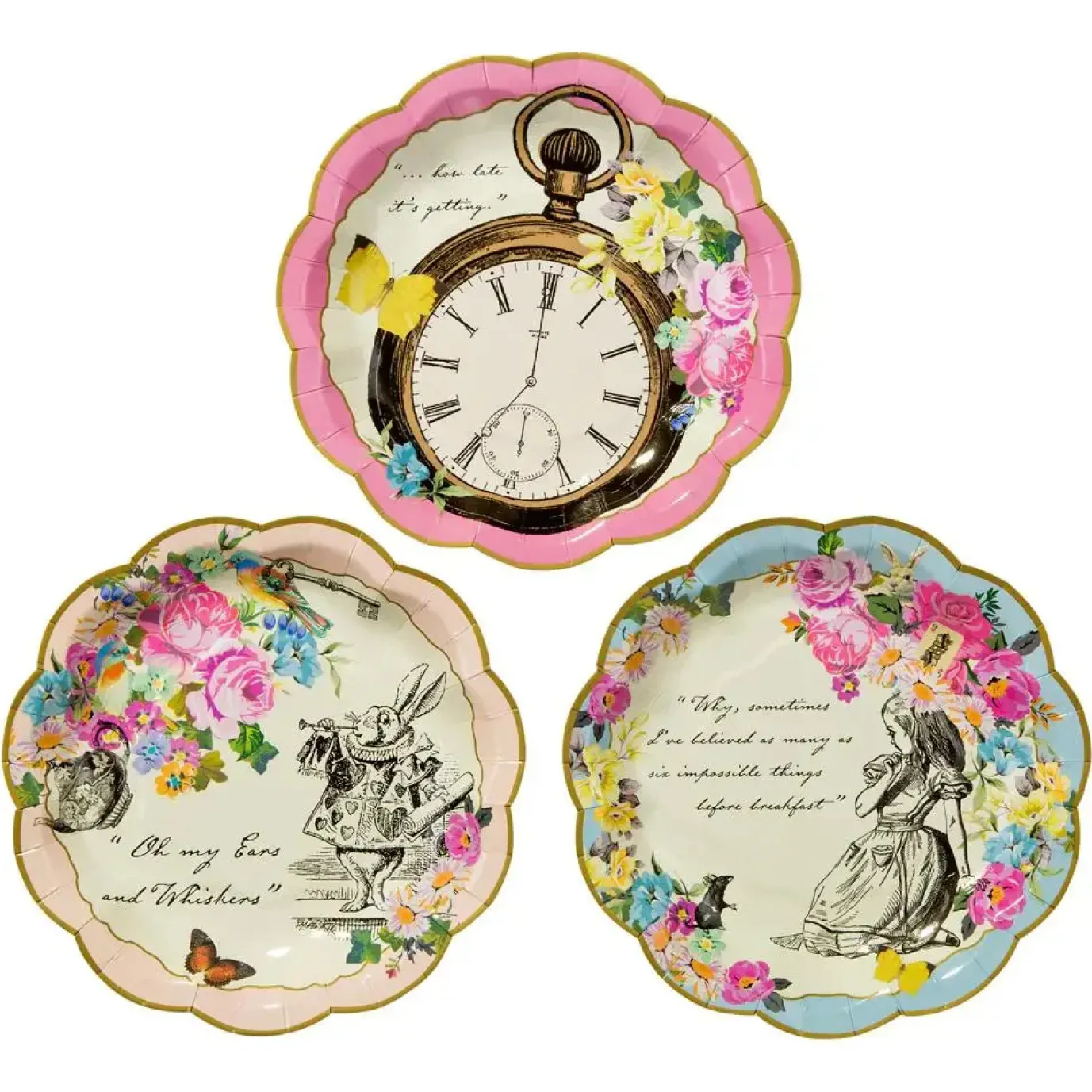 Small Alice in Wonderland Plates - 12 pack