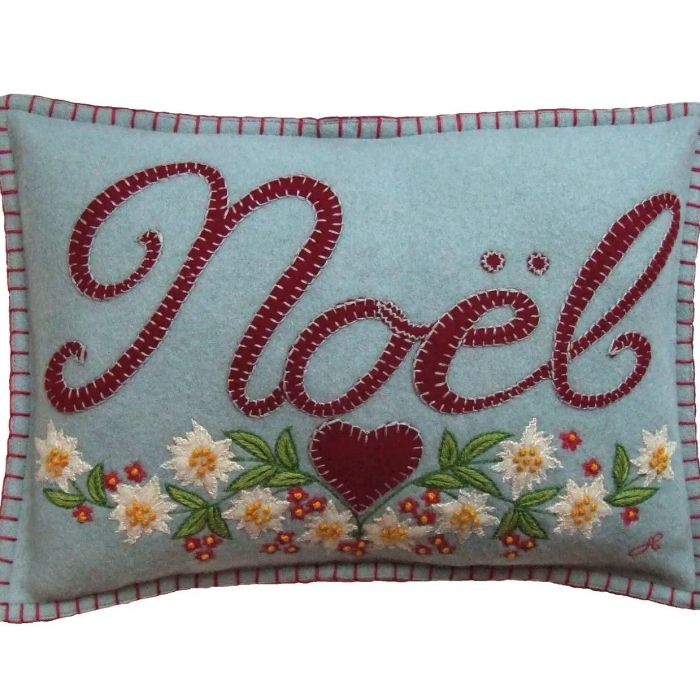 Small Alpine Noel Pillow - Duck Egg Blue