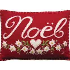 Small Alpine Noel Pillow - Red/Cream