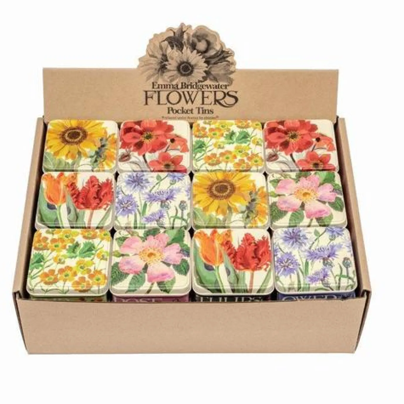 Small Square Flower Tins