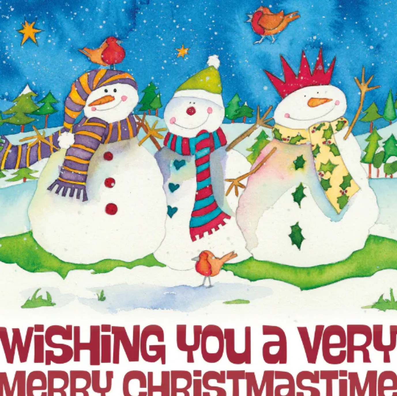 Snowmen Merry Christmas Pack of 6 Christmas Cards