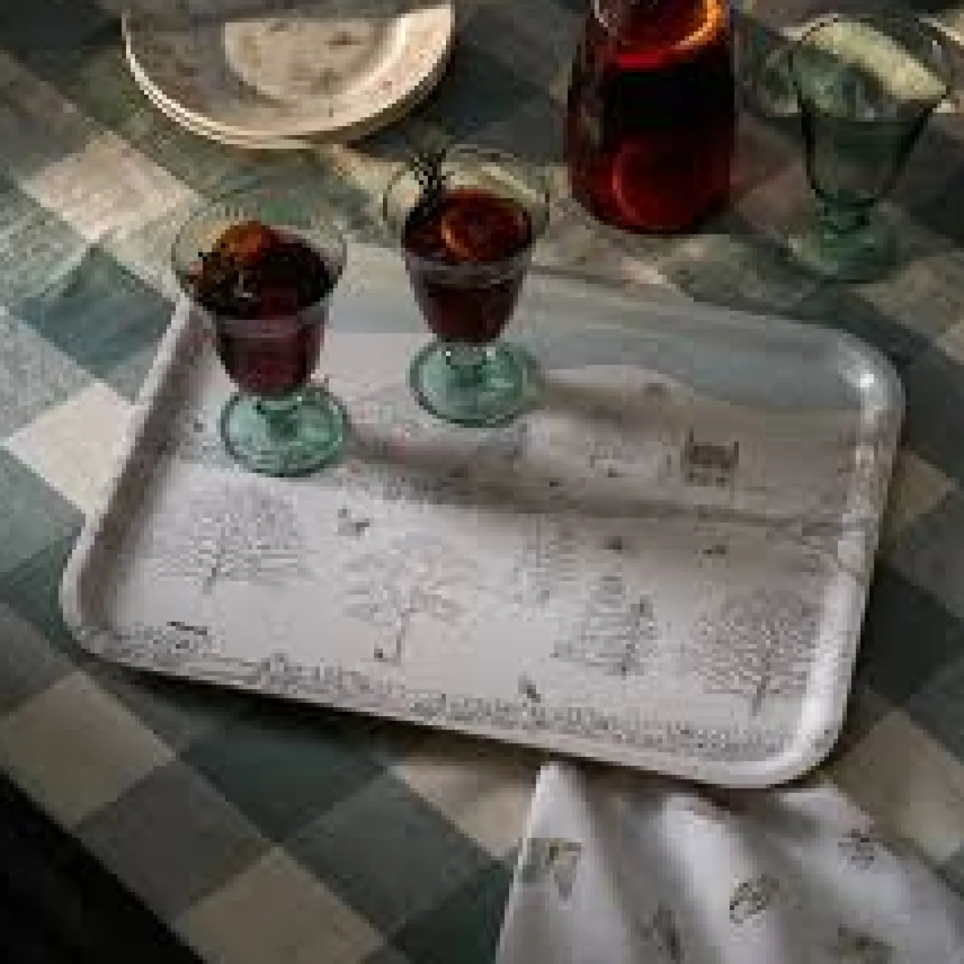 Snowy Cottage Large Tray