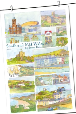 South and Mid-Wales by Emma Ball Tea Towel
