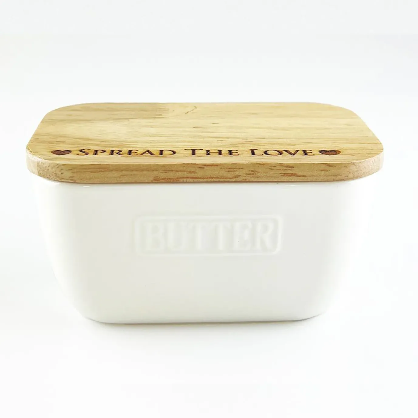 Spread the Love Ceramic White Butter Dish