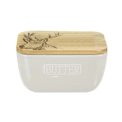 Stag Ceramic White Butter Dish