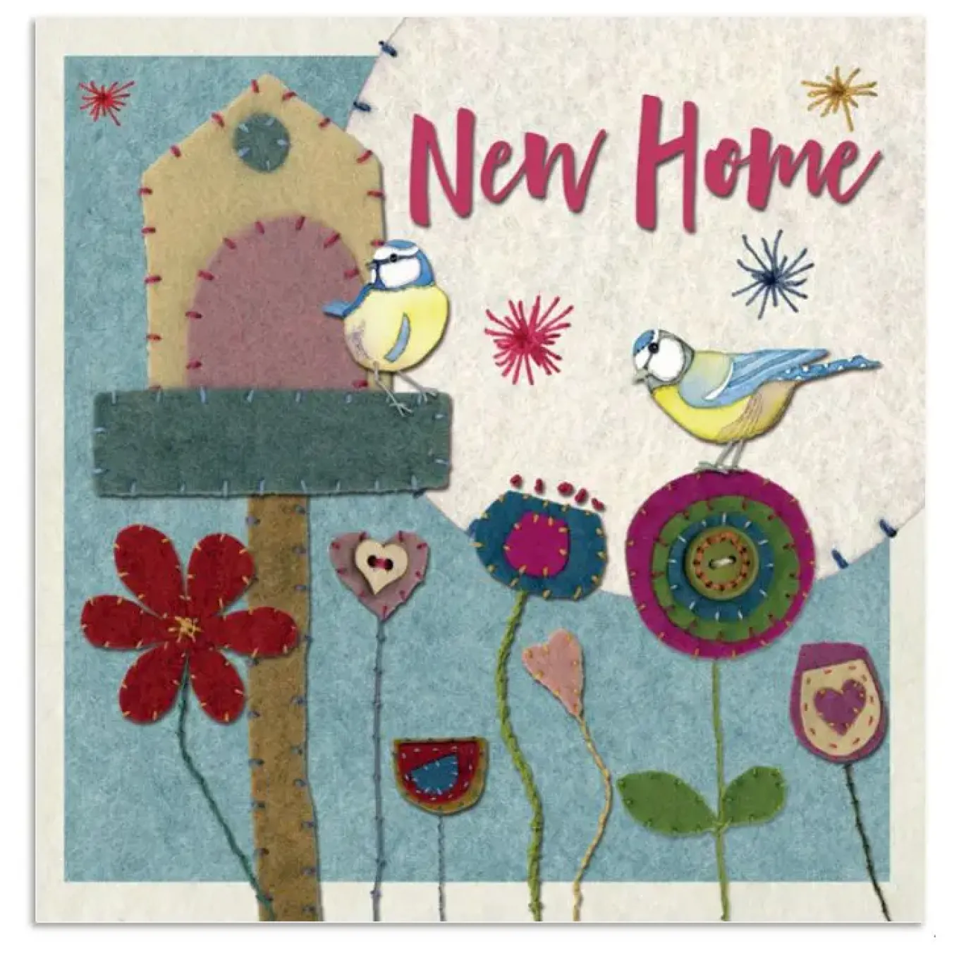 Stitched Birdies New Home Greetings Card