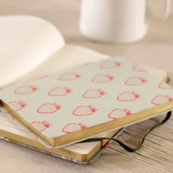 Strawberries B6 Fabric Notebook