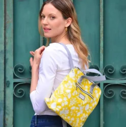 Sunburst  Oil Cloth  Backpack Tote Bag