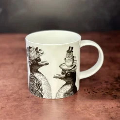 Sunday Best Penguins Bone China Mug - White