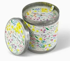 Sweet Peas Candle - Flowers Illustrated Candle Tin