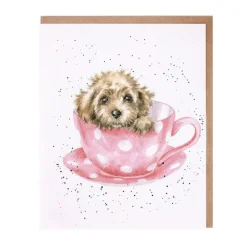 'Teacup Pup' Blank Greetings Card