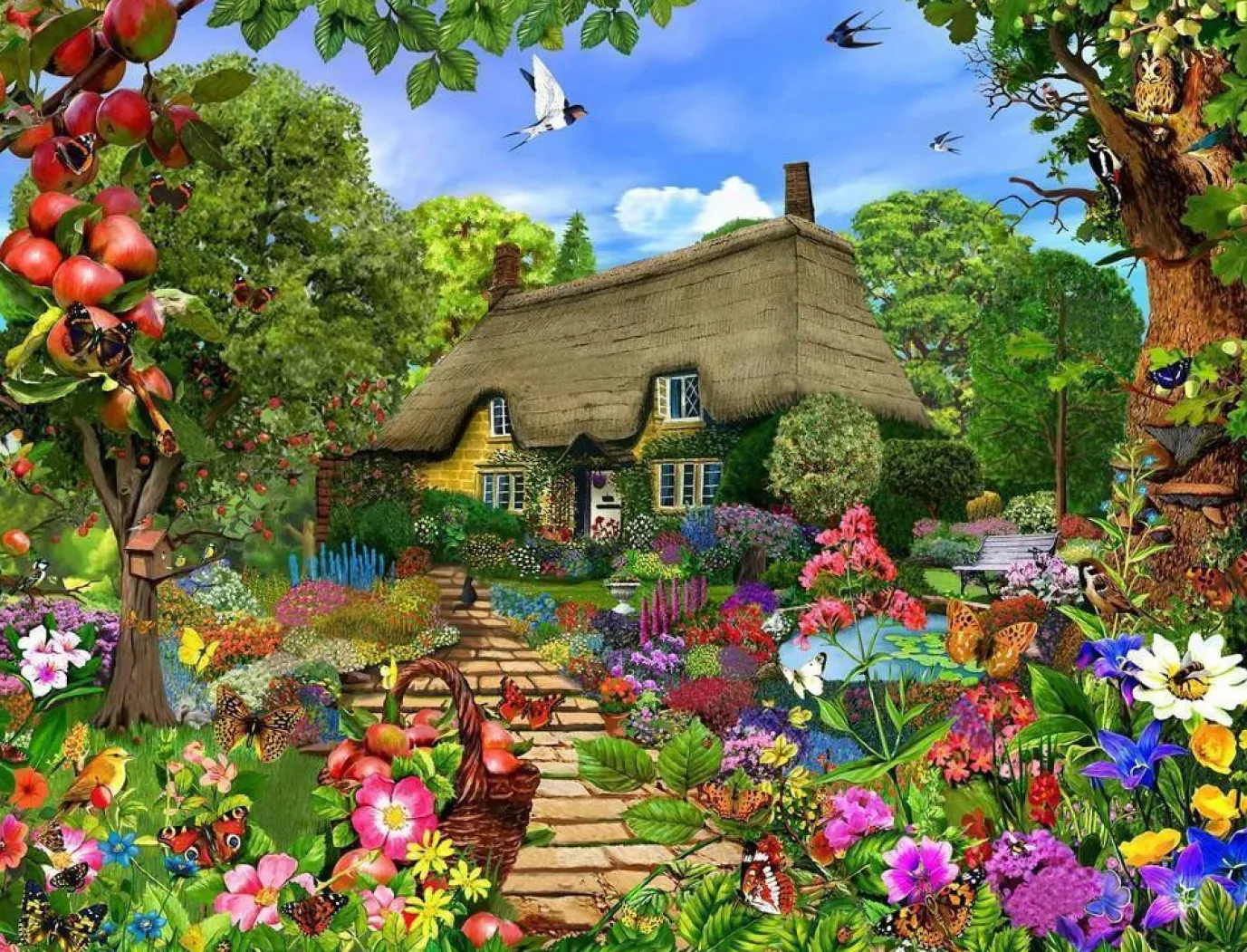 Thatched Cottage Garden 500 Piece Jigsaw Puzzle