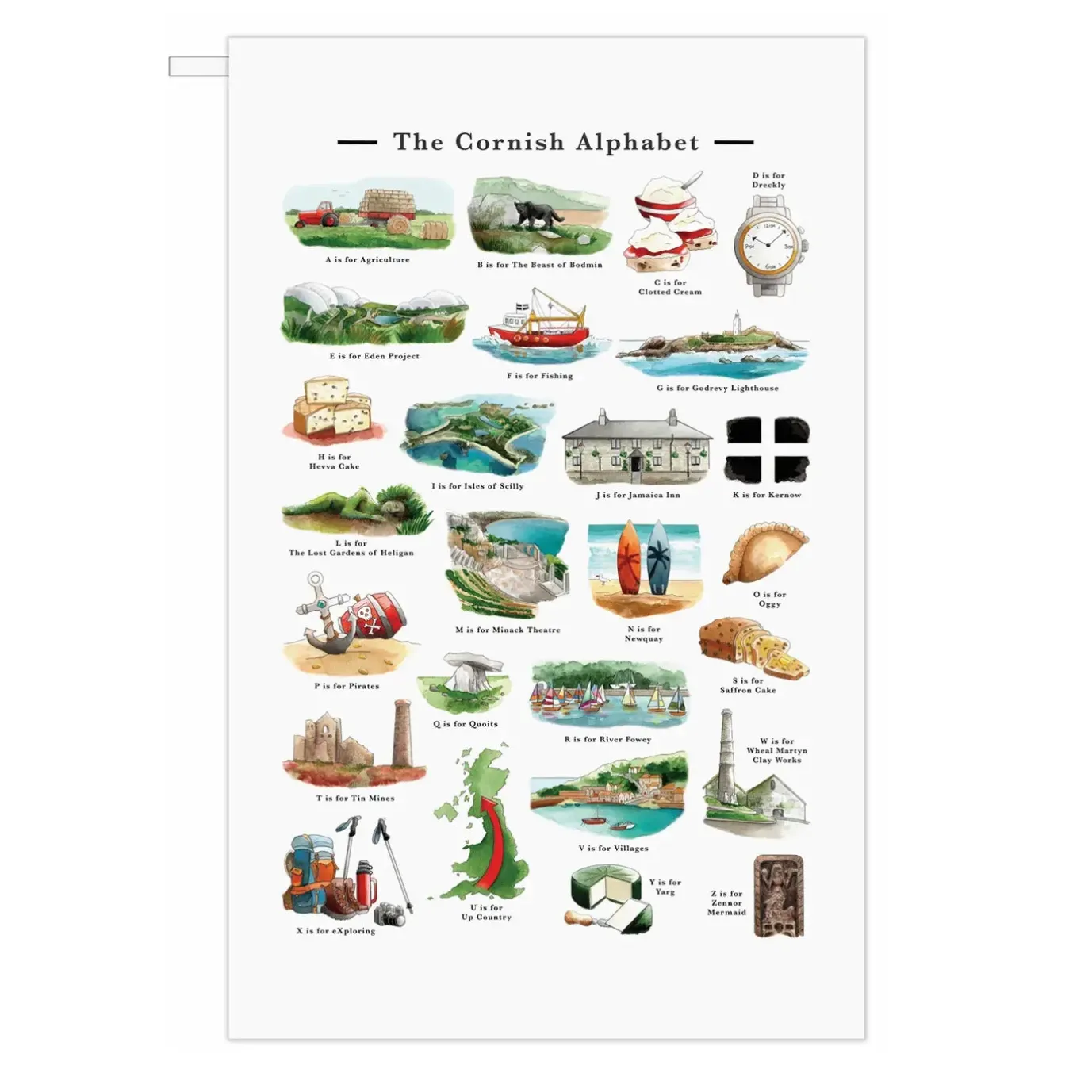 The Cornish Alphabet Tea Towel