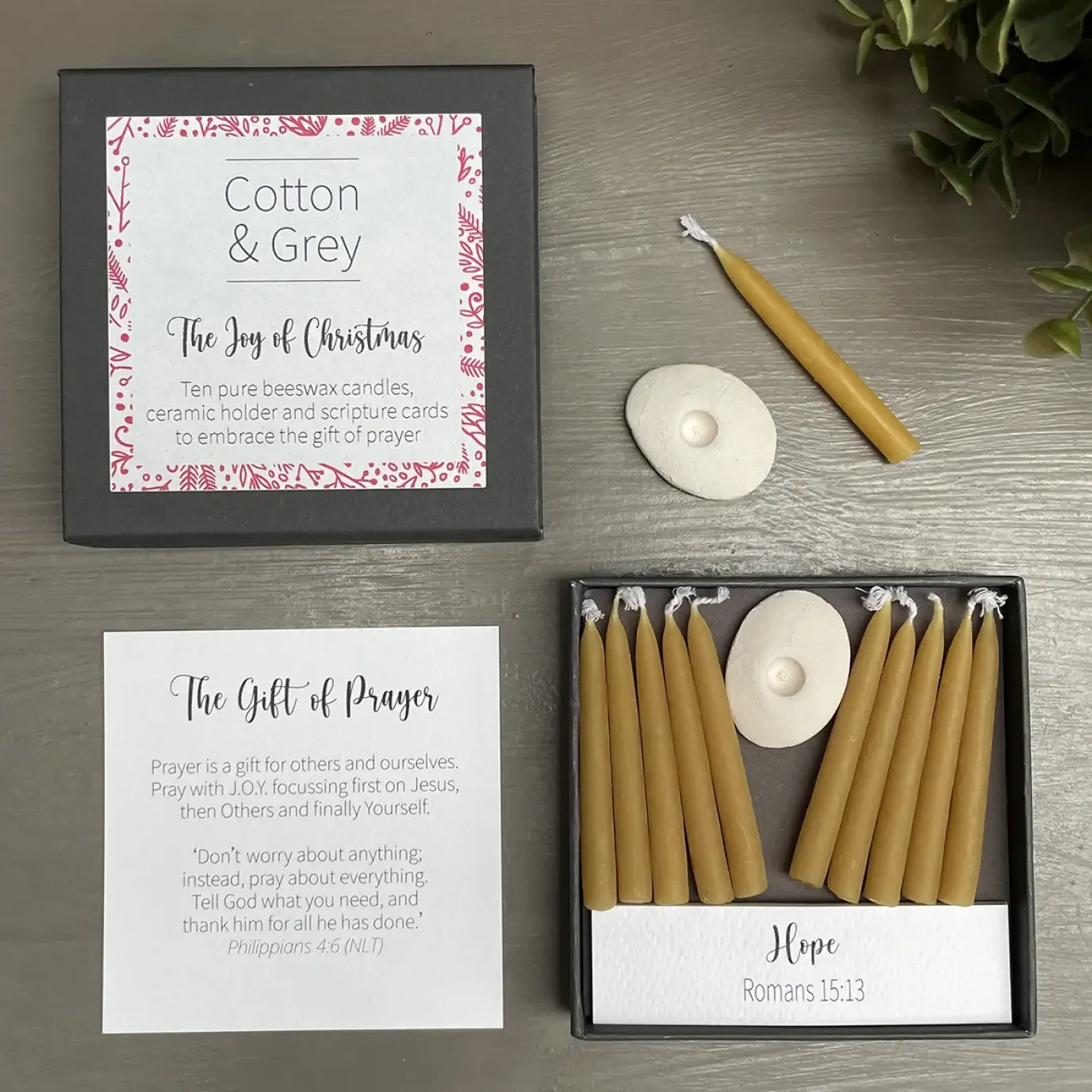 The Joy of Christmas Candle Set with Scripture Cards