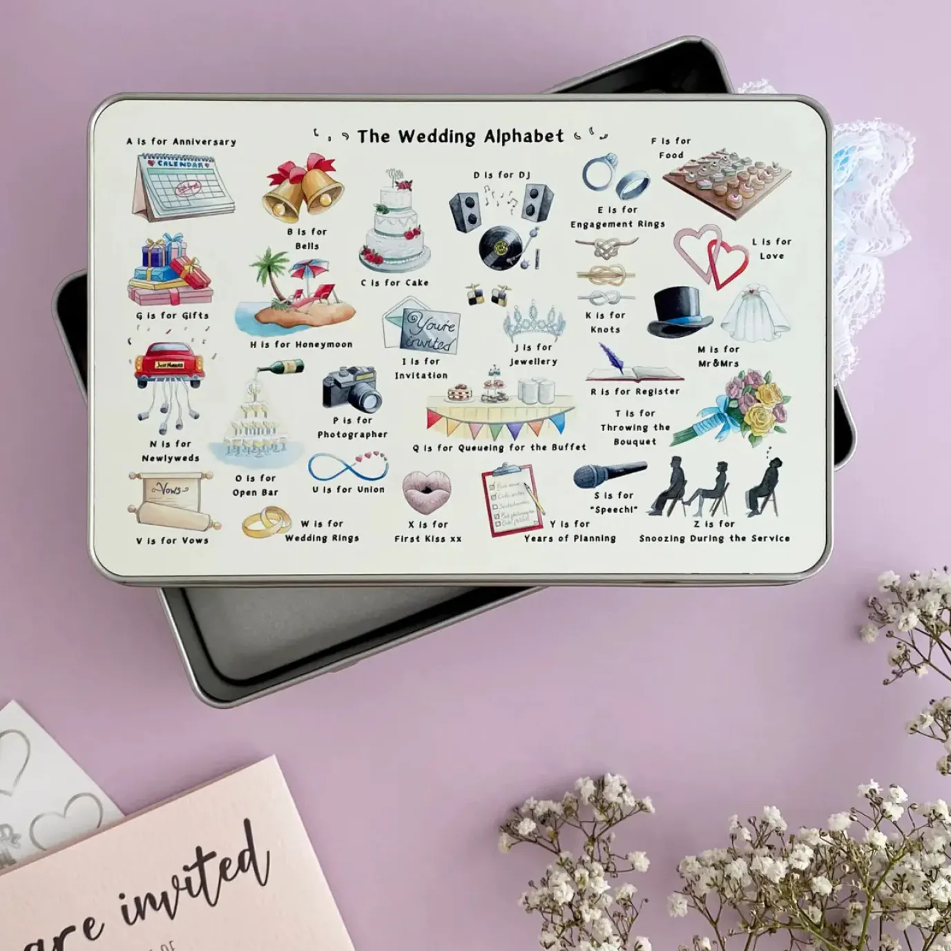 The Wedding Alphabet Keepsake Storage Tin