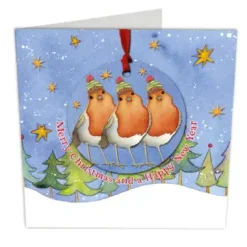 Three Robins Melamine Bauble Card