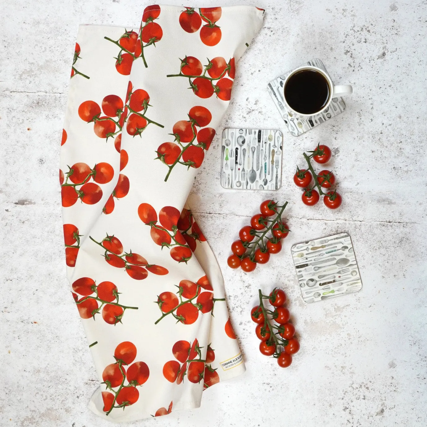 Tomato Tea Towel by Corinne Alexander