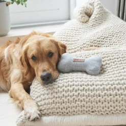 Tweed Dog Bone Shaped Dog Toy - Grey