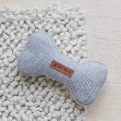Tweed Dog Bone Shaped Dog Toy - Grey
