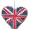 Union Jack Sparkly Heart Decoration