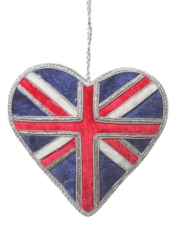 Union Jack Sparkly Heart Decoration