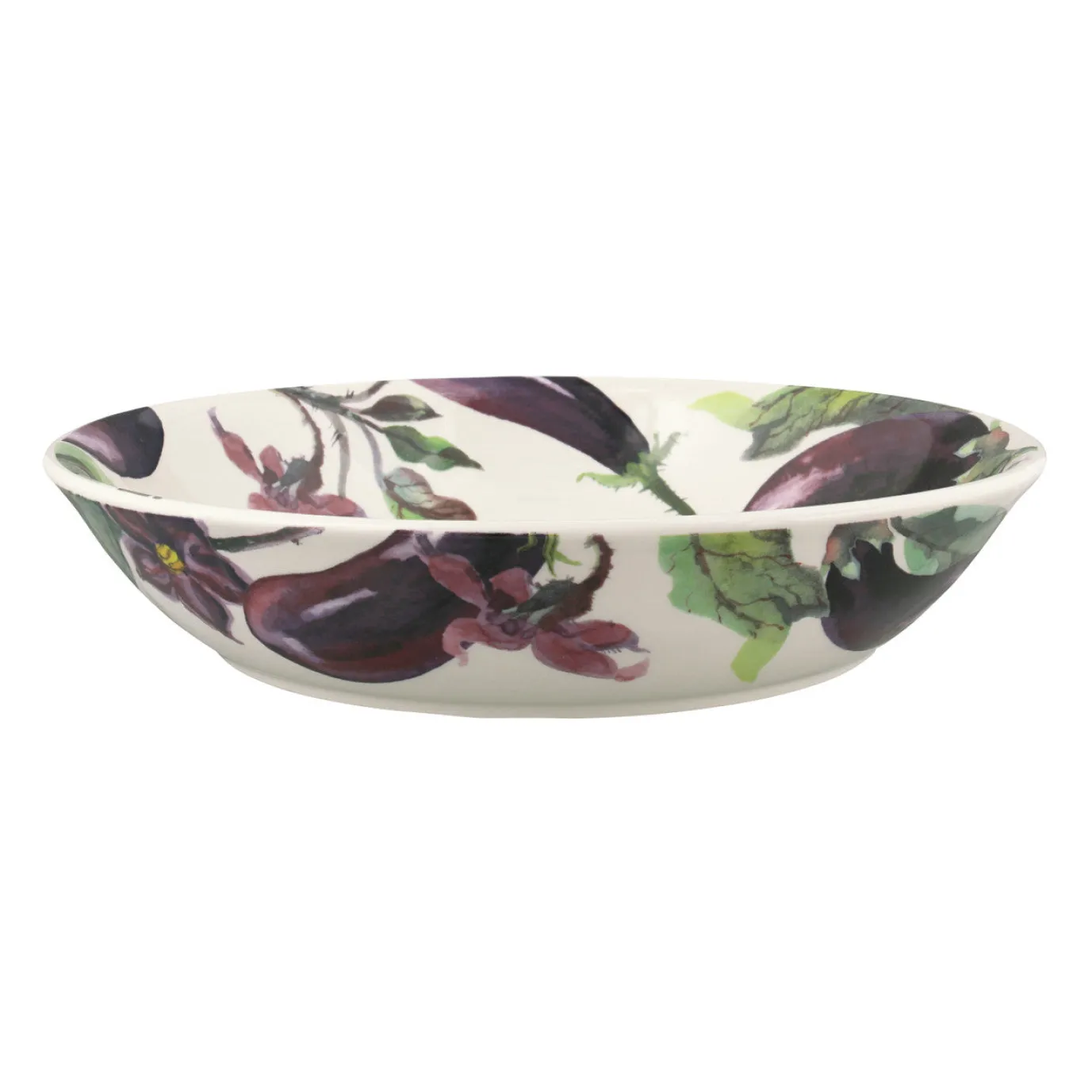 Vegetable Garden Aubergine & Flowers Medium Pasta Bowl
