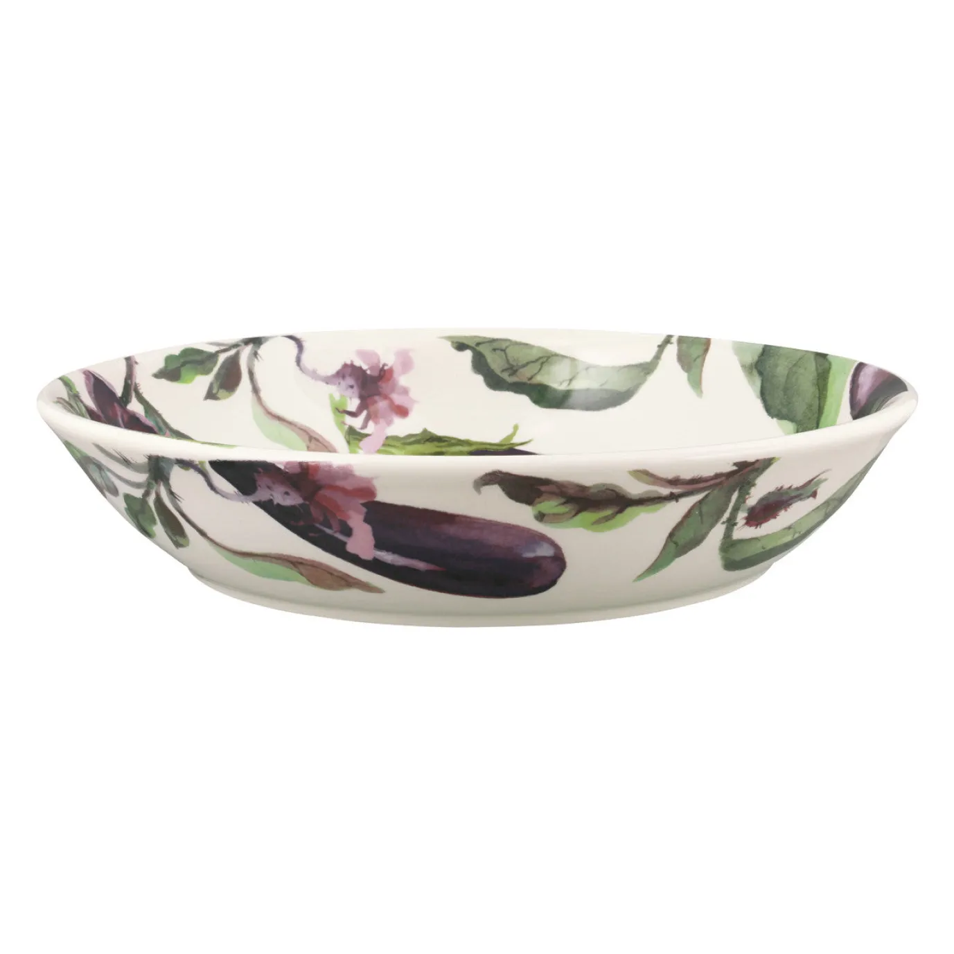 Vegetable Garden Aubergine & Flowers Medium Pasta Bowl