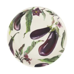 Vegetable Garden Aubergine & Flowers Medium Pasta Bowl