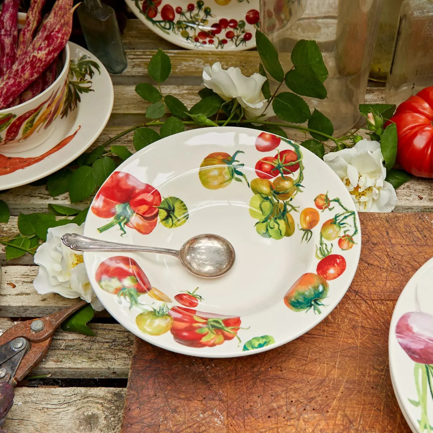 Vegetable Garden Tomatoes Soup Plate