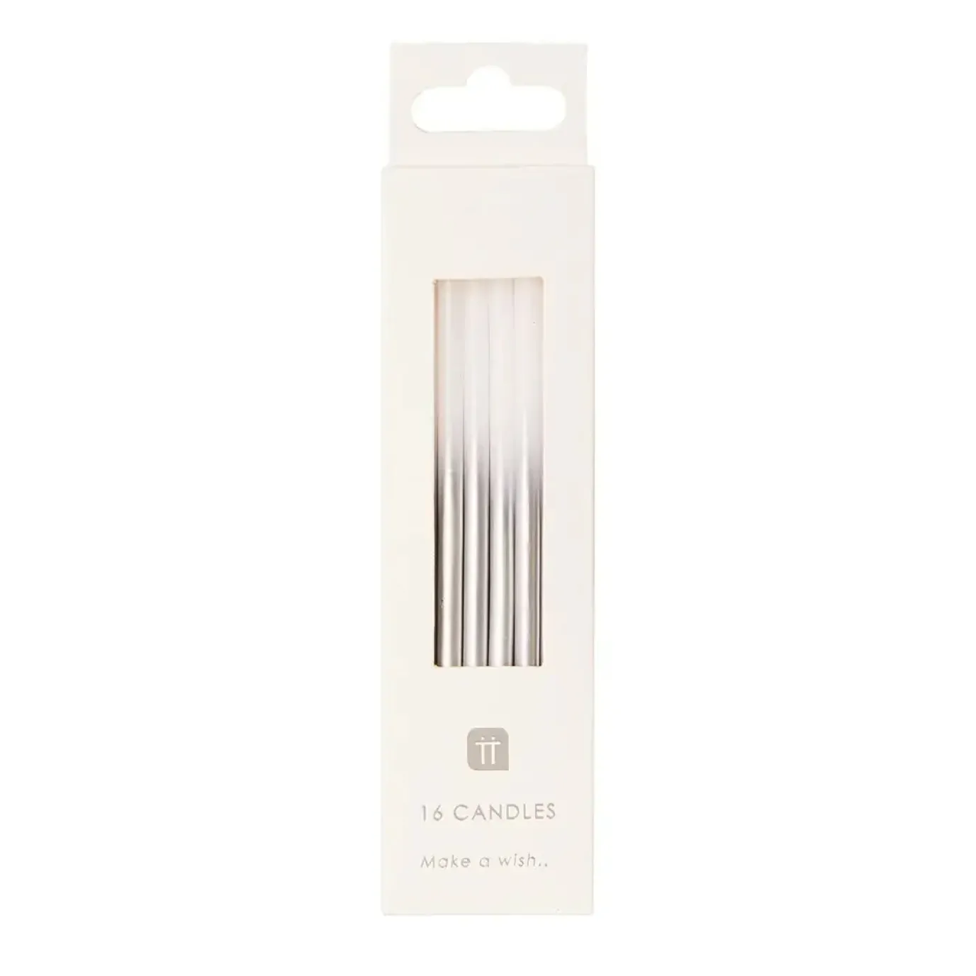 White and Silver Birthday Candles - 16 pack