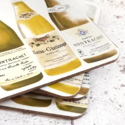 White Burgundy Coaster Set by Corinne Alexander