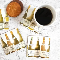 White Burgundy Coaster Set by Corinne Alexander