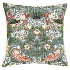 William Morris Strawberry Thief Grey Pillow